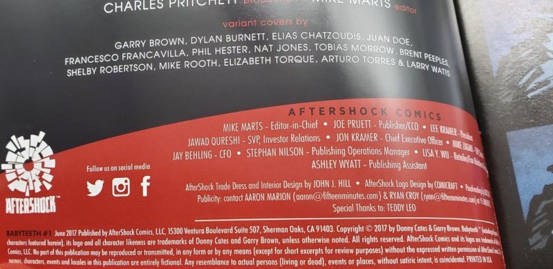 BABYTEETH #1 Aftershock Donny Cates Exclusive Variant Francavilla Cover NM