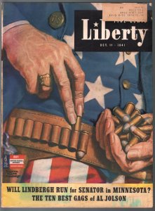 Liberty 10/11/1941-W.B. Humphrey Uncle Sam cover-Faith Baldwin pulp fiction-G/VG