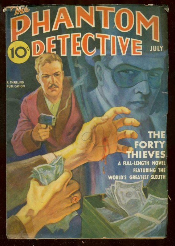 PHANTOM DETECTIVE JULY '39-40 THIEVES BRUTAL PULP COVER VG 