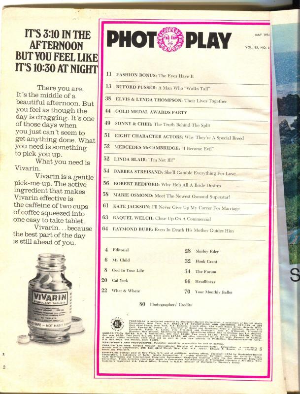 Photoplay-Elvis-Robert Redford-Marie Osmond-Cher-May-1974