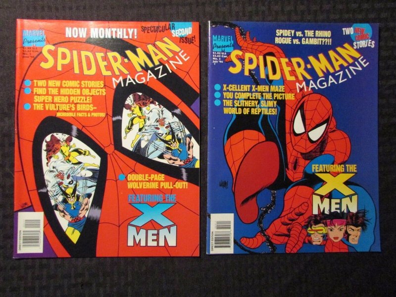 1994 SPIDER-MAN Magazine #2 VF & #3 VF LOT of 2 Wolverine X-Men