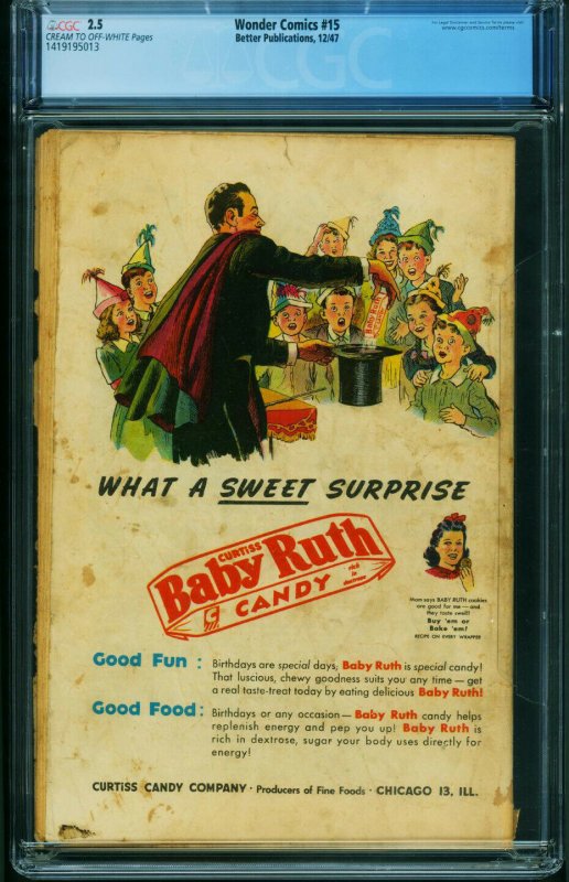 WONDER COMICS #15 CGC 2.5-1st TARA (origin)-Bondage-Schomburg-Classic 1419195013