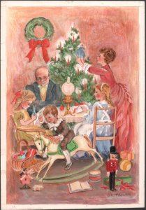 Opening Presents Morning #25 Christmas Greeting Card Painted Art by J.L. Maxwell