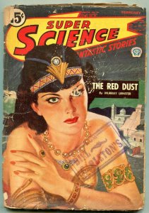 Super Science Stories Pulp February 1945- Red Dust- Murray Leinster POOR