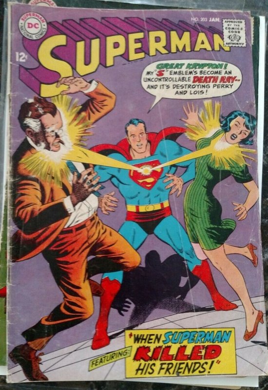 Superman #203 (DC,1968) Condition GD/VG