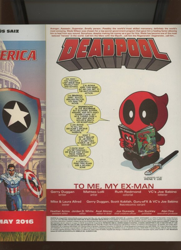 (2016) Deadpool #9: SECOND PRINTING! WE COMBINE SHIPPING! (9.0/9.2)