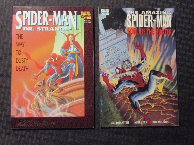 1992 SPIDER-MAN Way To Dusty Death NM SIGNED & Soul Of The Hunter VF+ 1st Print