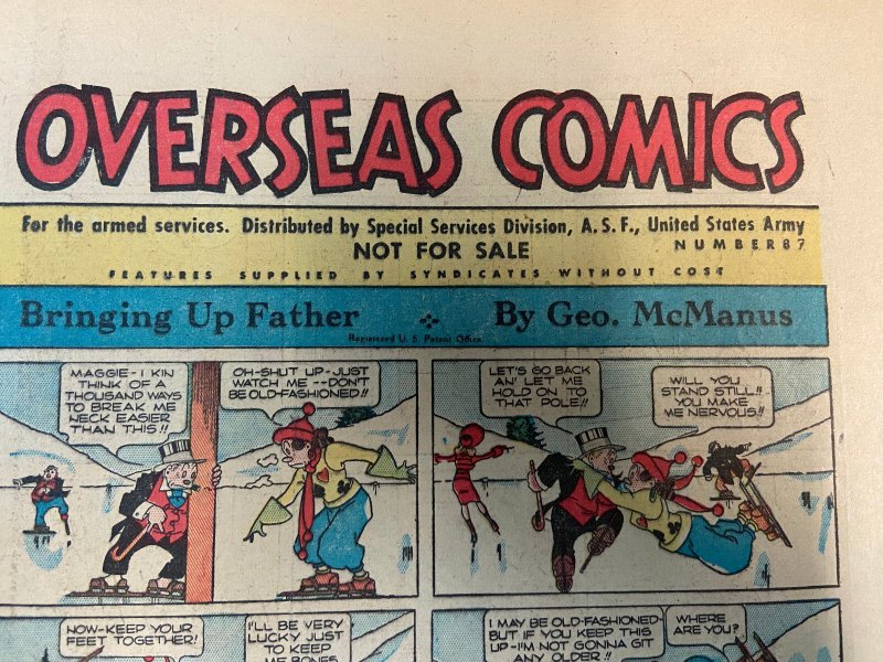 OVERSEAS COMICS #87 US ARMY EXC. SUPERMAN, POPEYE, DICK TRACY ETC. VF+ 1946