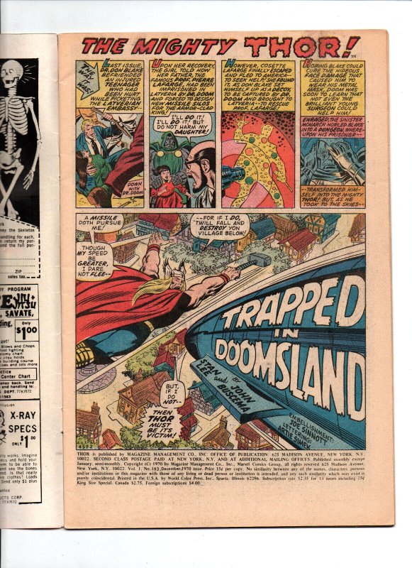 The Mighty Thor #183 - Thor vs Doctor Doom - 1970 - VG
