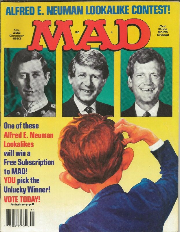 ORIGINAL Vintage Oct 1993 Mad Magazine #322 David Letterman Prince Charles 70989332300