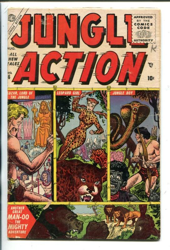 JUNGLE ACTION #6-1955-ATLAS-LOZAR-LEOPARD GIRL-JOE MANEELY COVER-vg