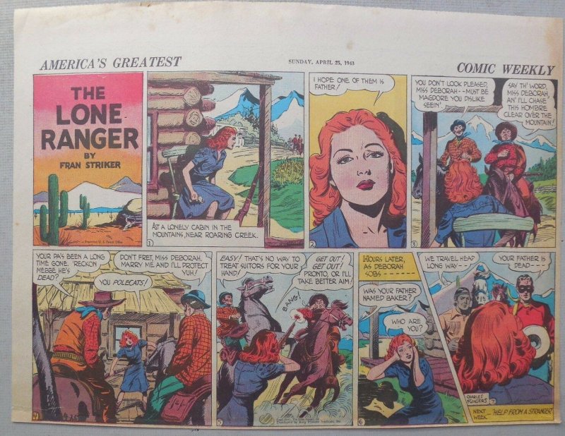 Lone Ranger Sunday Page by Fran Striker and Charles Flanders from 8/15/1943 