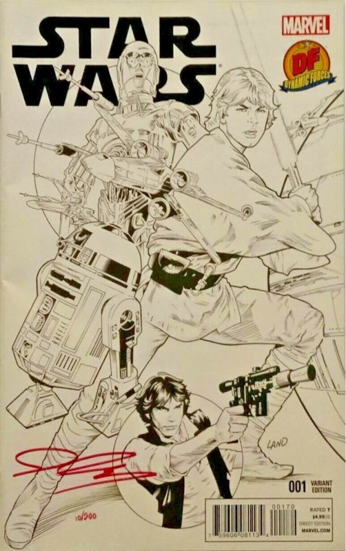 STAR WARS #1 DF COLOR & SKETCH COVER SET SIGNED IN SILVER & RED JOHN CASSADY COA