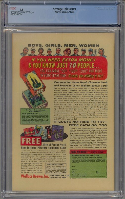 STRANGE TALES #149 CGC 7.5 DOCTOR STRANGE NICK FURY 