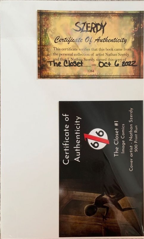 ?? THE CLOSET #1 616 EXCLUSIVE NATHAN SZERDY VIRGIN VARIANT SIGNED W/COA NM.
