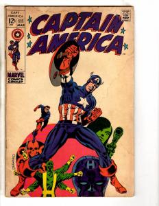 Captain America # 111 VG Marvel Comic Book Steranko Cover Bucky Red Skull JG1