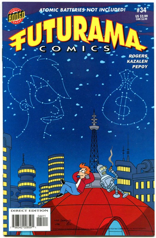 FUTURAMA #34, NM-, Bongo, Fry, Bender, Leela, 2000, Prof Farnsworth, Zoidberg