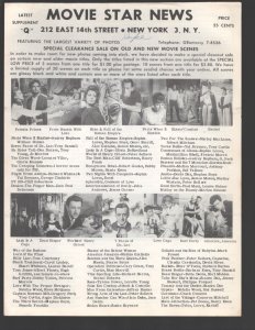 Movie Star News Mail Order Sales Catalog Supplement #Q 1960's-Irving Klaw-8 x...