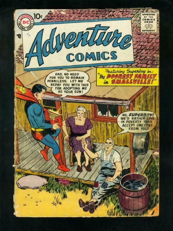ADVENTURE #244 1958-SUPERBOY-GREEN ARROW-AQUAMAN-DC COMICS-good minus G-