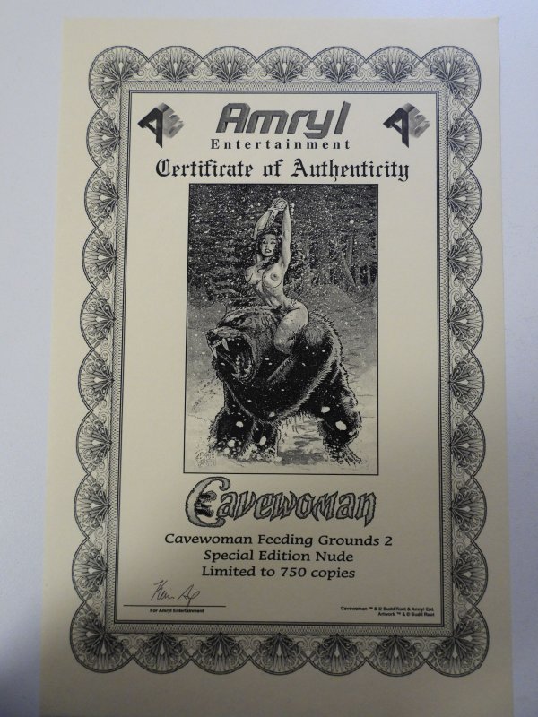 Cavewoman: Feeding Grounds #2 Budd Root Special Edition Nude w/coa NM Condition