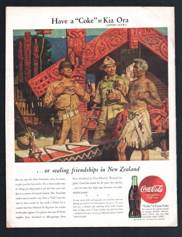 Boys' Life 3/1944-Coca-Cola back cover ad by Dean Cornwell-WWII era  issue-Ca...