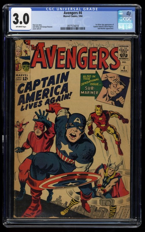 Avengers #4 CGC GD/VG 3.0 Off White 1st Silver Age Captain America!