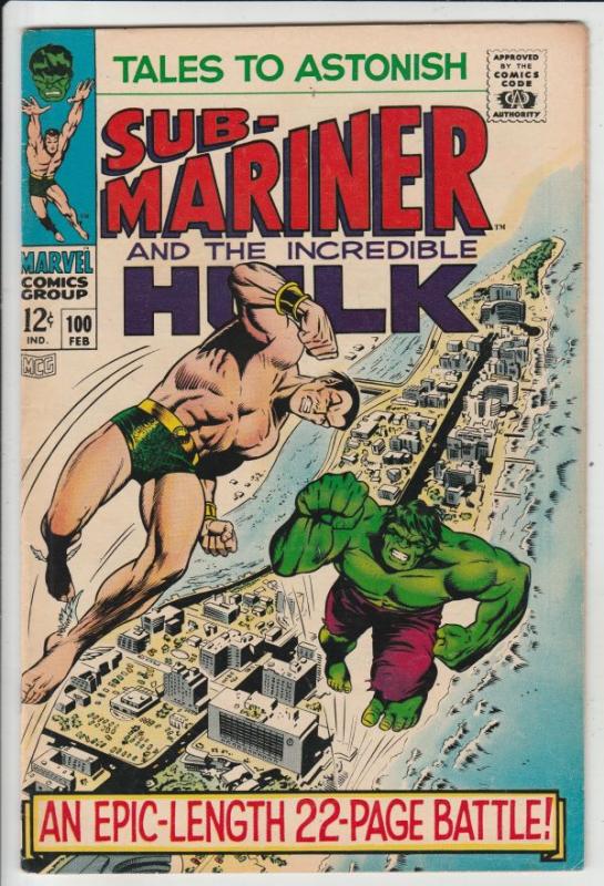 Tales to Astonish #100 (Feb-68) VF/NM High-Grade Incredible Hulk, Namor