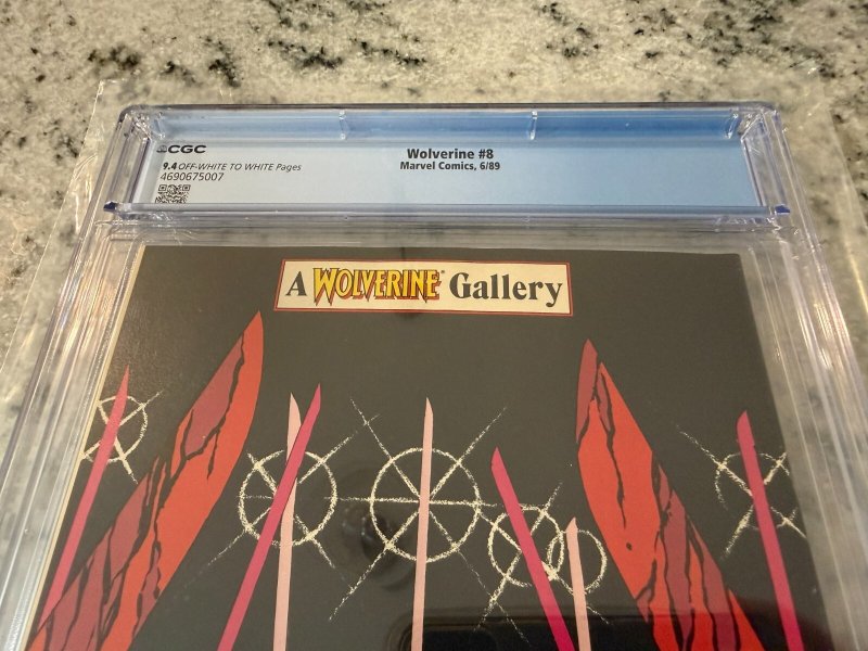 Wolverine # 8 CGC Graded 9.4 Marvel Comic Book Hulk Mr. Fixit 1989 X-Men JH24