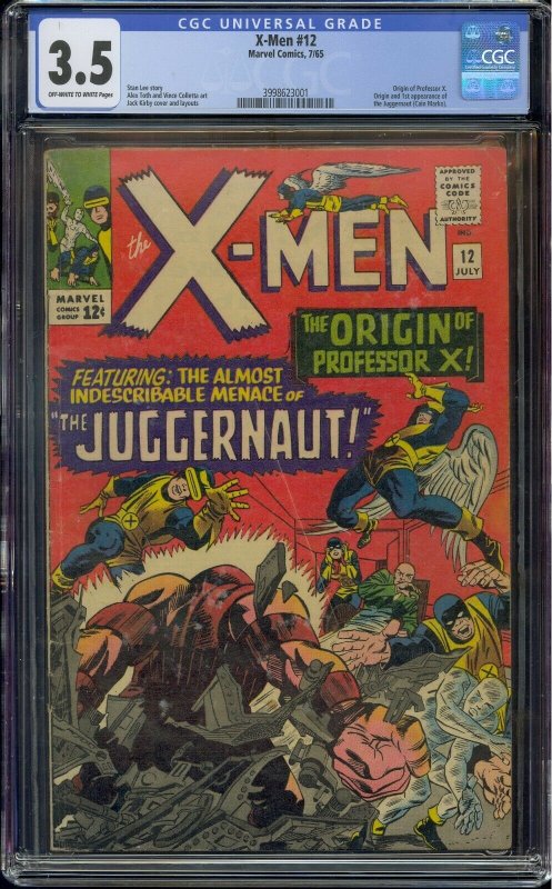 X-MEN #12 CGC 3.5 ORIGIN PROFESSOR X 1ST JUGGERNAUT 