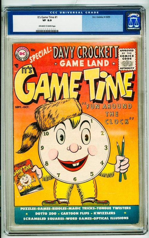 It's Gametime #1 (1955) CGC 8.0! OWW Pages!