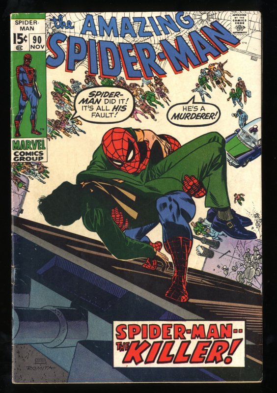 Amazing Spider-Man #90 VG/FN 5.0 Death of Captain Stacy!