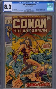 CONAN THE BARBARIAN #1 CGC 8.0 1ST CONAN KING KULL CAMEO BARRY WINDSOR-SMITH