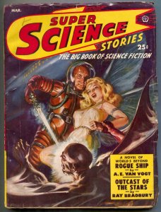 Super Science Stories Pulp March 1950- Bradbury- Arthur C Clarke FN+