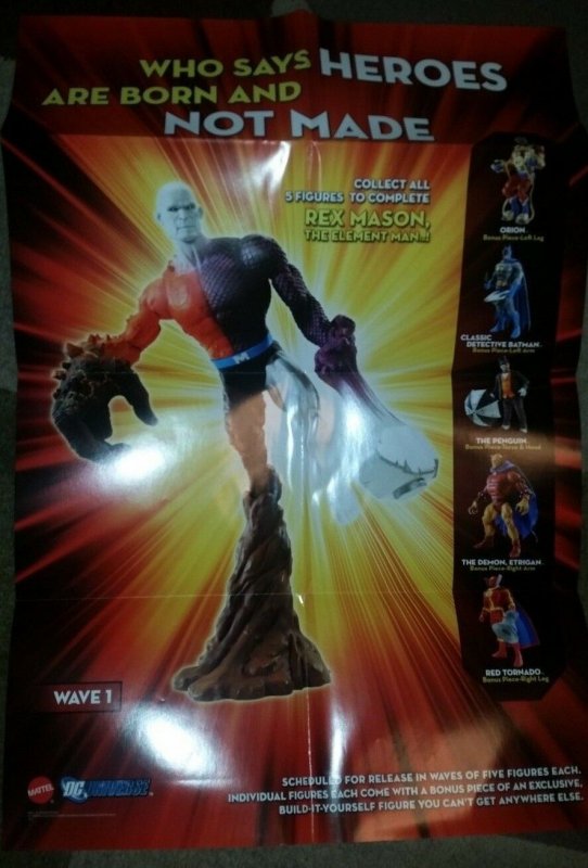 mattel DC UNIVERSE wave 1 figure folded retailer Promo Poster metamorpho BAF 