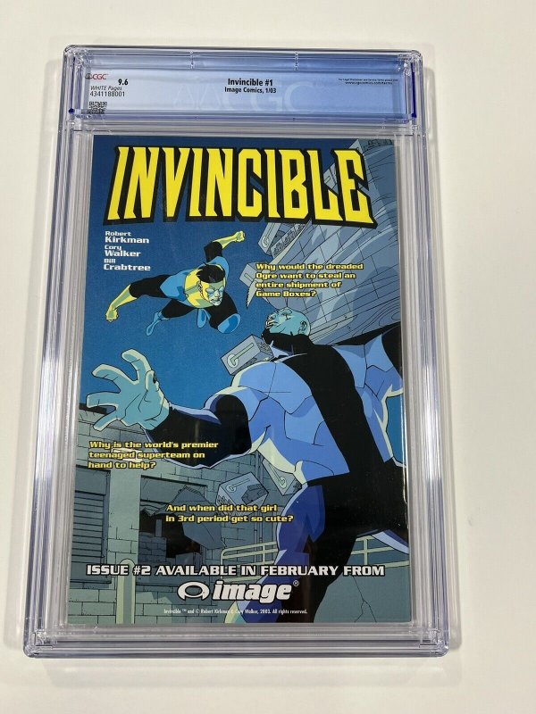 Invincible 1 Cgc 9.6 1st Print Perfect Case 2003 Kirkman Amazon Prime Show