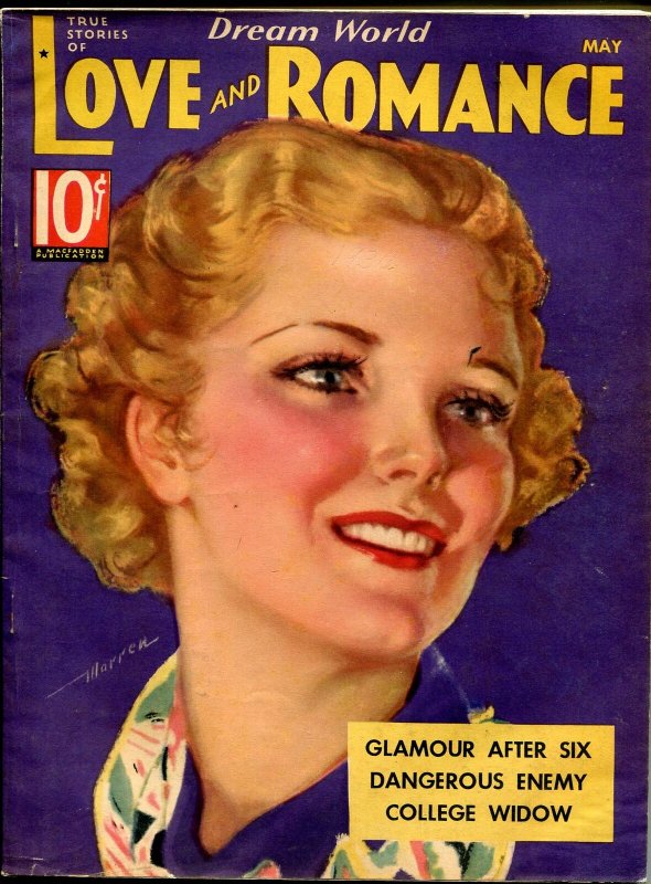 Dream World Love and Romance 5/1936-pin-up girl cover-Gloria Warren-spicy-FN