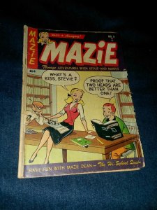 Mazie teenage adventures stevie mortie #9 golden age 1953 teen humor flat top