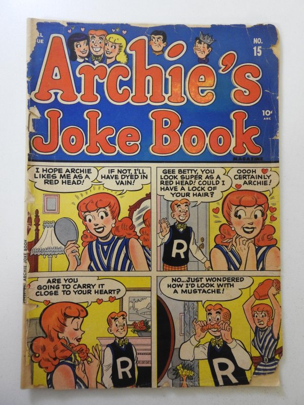 Archie's Joke Book Magazine #15 (1954) PR Condition Book-length spine split