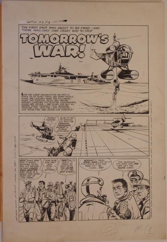 BOB POWELL original art, WARFRONT #34, pgs 1-5 + Intro, 1958, 6 pgs, Blue Angels