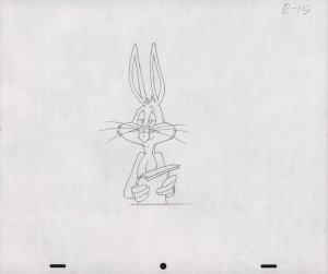 Bugs Bunny Animation Pencil Art - B-15 - Holding Papers - Sarcastic