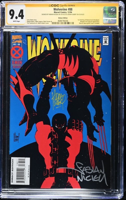 Wolverine (1994) # 88 (CGC 9.4) Signed  Fabian Nicieza  • Adam Kubert • Deadpool
