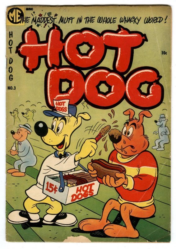 HOT DOG #3 (A-1 #124) ME Oct 1954  Funny Animal  HARRY Maddest Mutt  Sport Stand