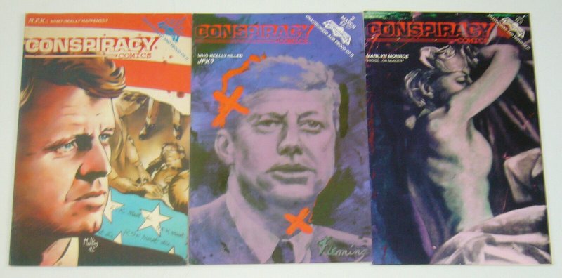 Conspiracy Comics #1-3 complete series - marilyn monroe - jfk - rfk kennedy 2 