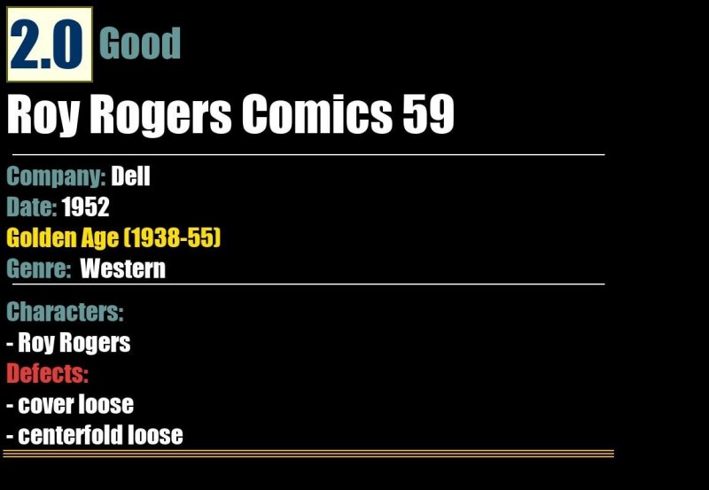 Roy Rogers Comics 59 (1952) GD Golden Age Dell