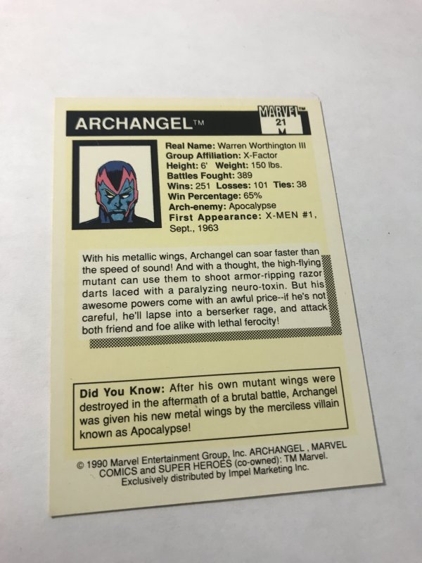 ARCHANGEL #21 card : 1990 Marvel Universe Series 1, NM/M, X-Men, Angel