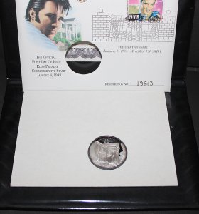 1993 Elvis Presley First Day Issue One Ounce Silver Proof Coin