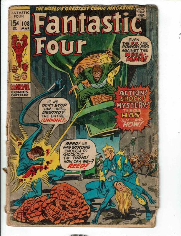 Fantastic Four # 108 GD Marvel Comic Book Dr. Doom Thing Human Torch In Girl RJ7