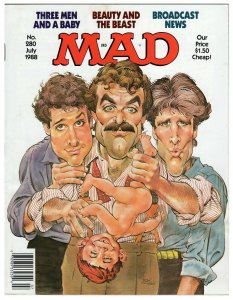 ORIGINAL Vintage 1988 Mad Magazine #280 Three Men and a Baby Tom Selleck