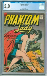 Phantom Lady #3 (1955) CGC 5.0! OW Pages!