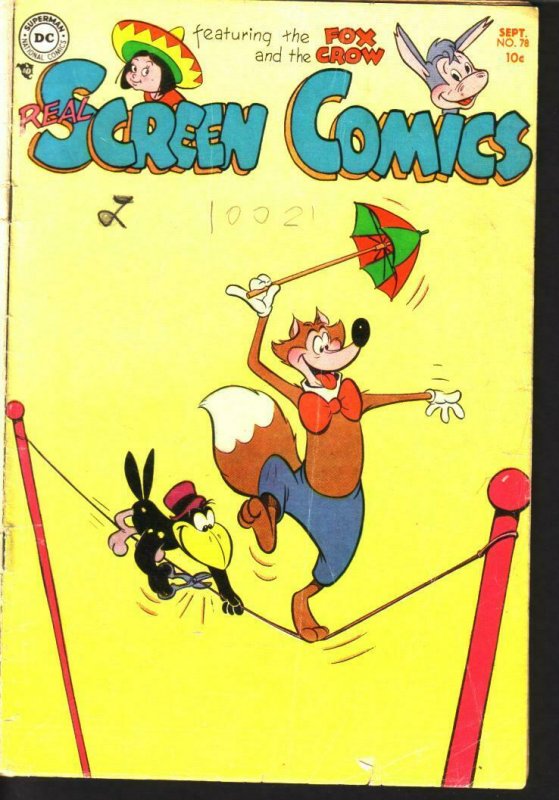 REAL SCREEN COMICS #78 FOX AND CROW TIGHTROPE COVER DC G